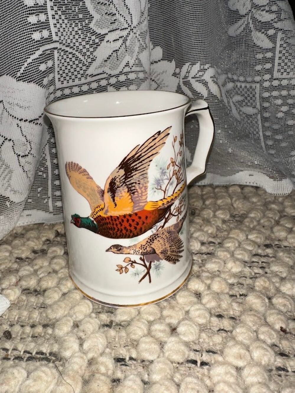 Haddon Fine Bone China Pheasant Tankard Mug Game Bird Gold Trim